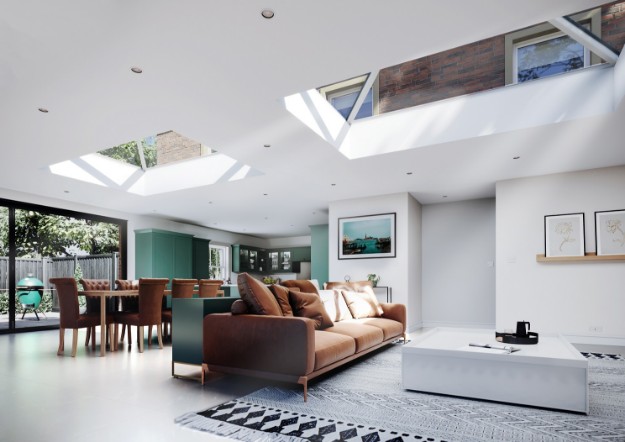 Roof lantern installed in a ceiling