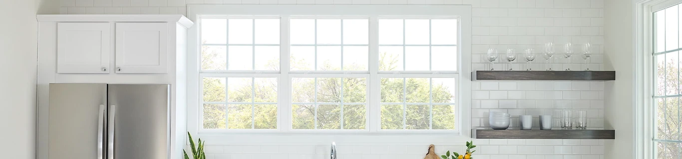 Stylish room with large windows
